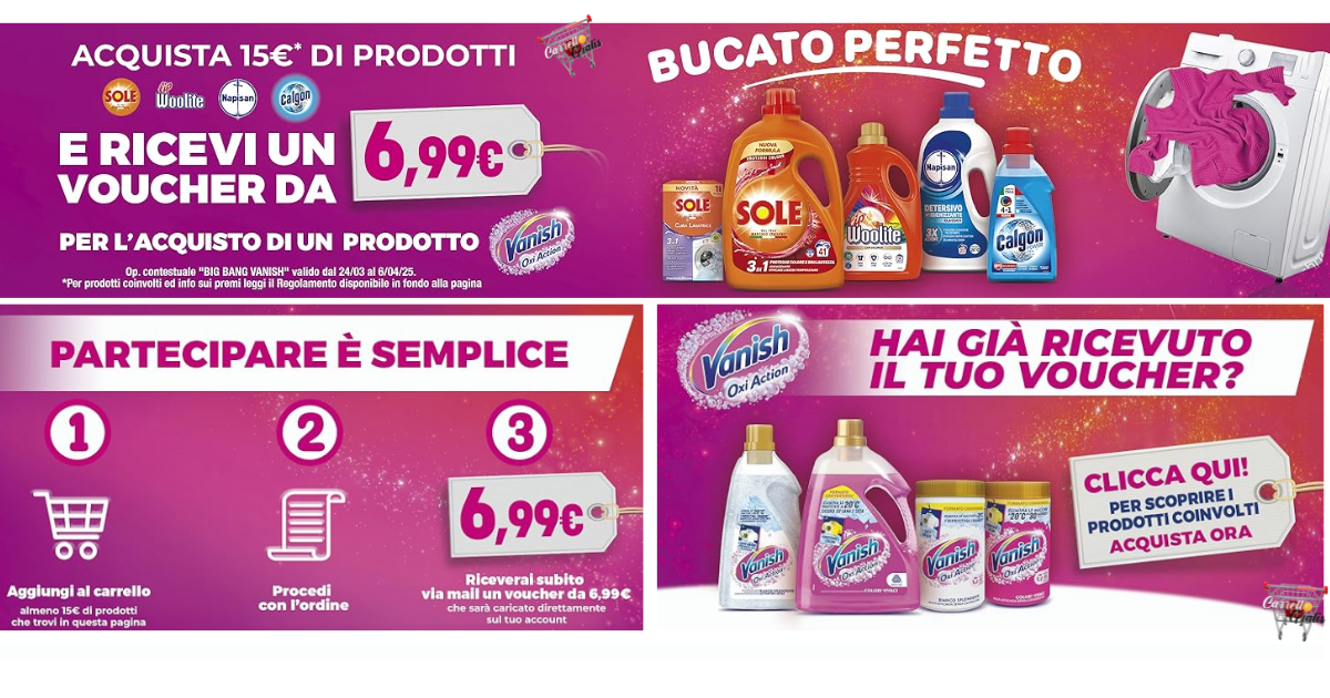 Acquista 15€ di prodotti e ricevi 6,99€ di voucher Amazon