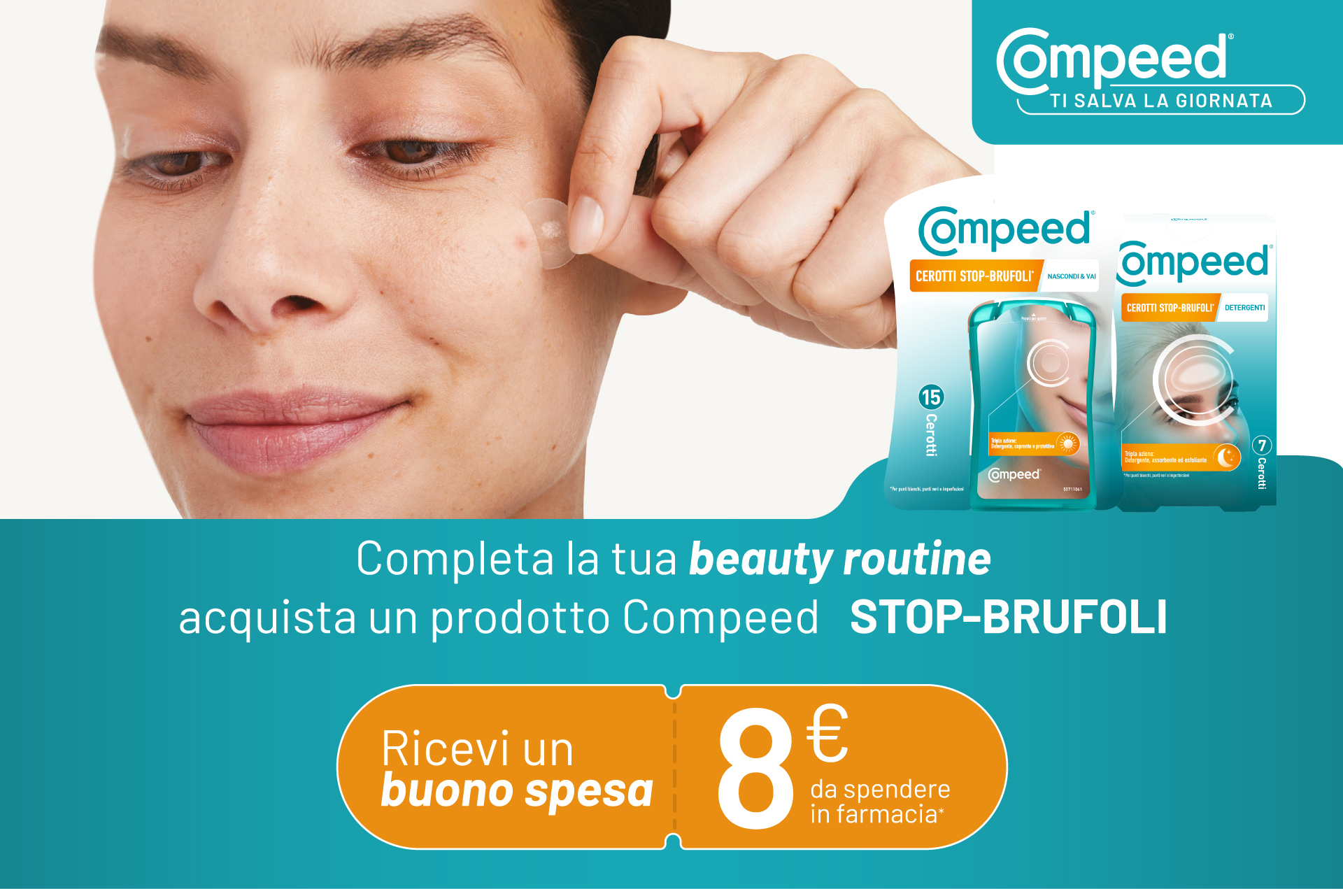 "Compeed stop-brufoli" ricevi un buono spesa da 8€