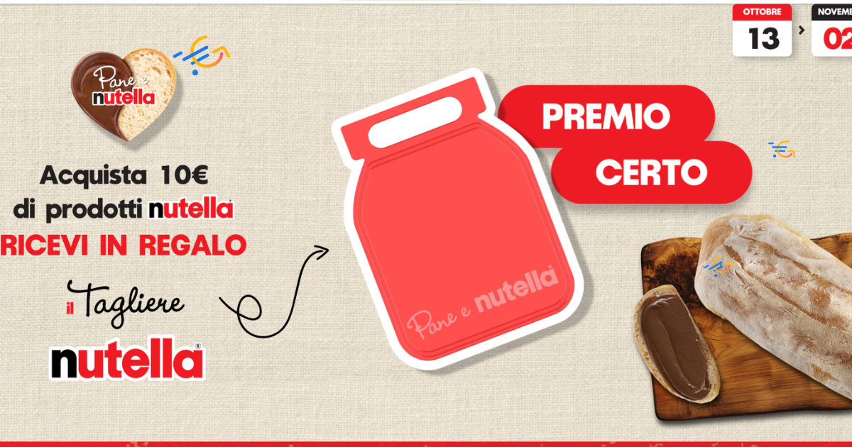 Premio certo Nutella tagliere 2025